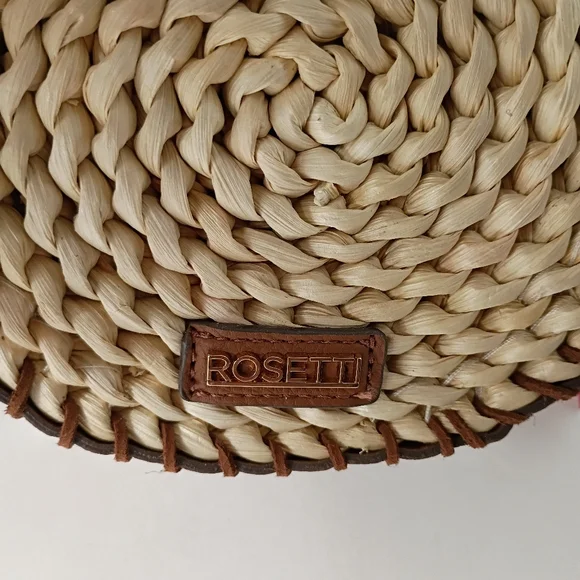 Rosetti Brown & Natural Round Leather & Straw Crossbody Bag - Picture 3 of 10